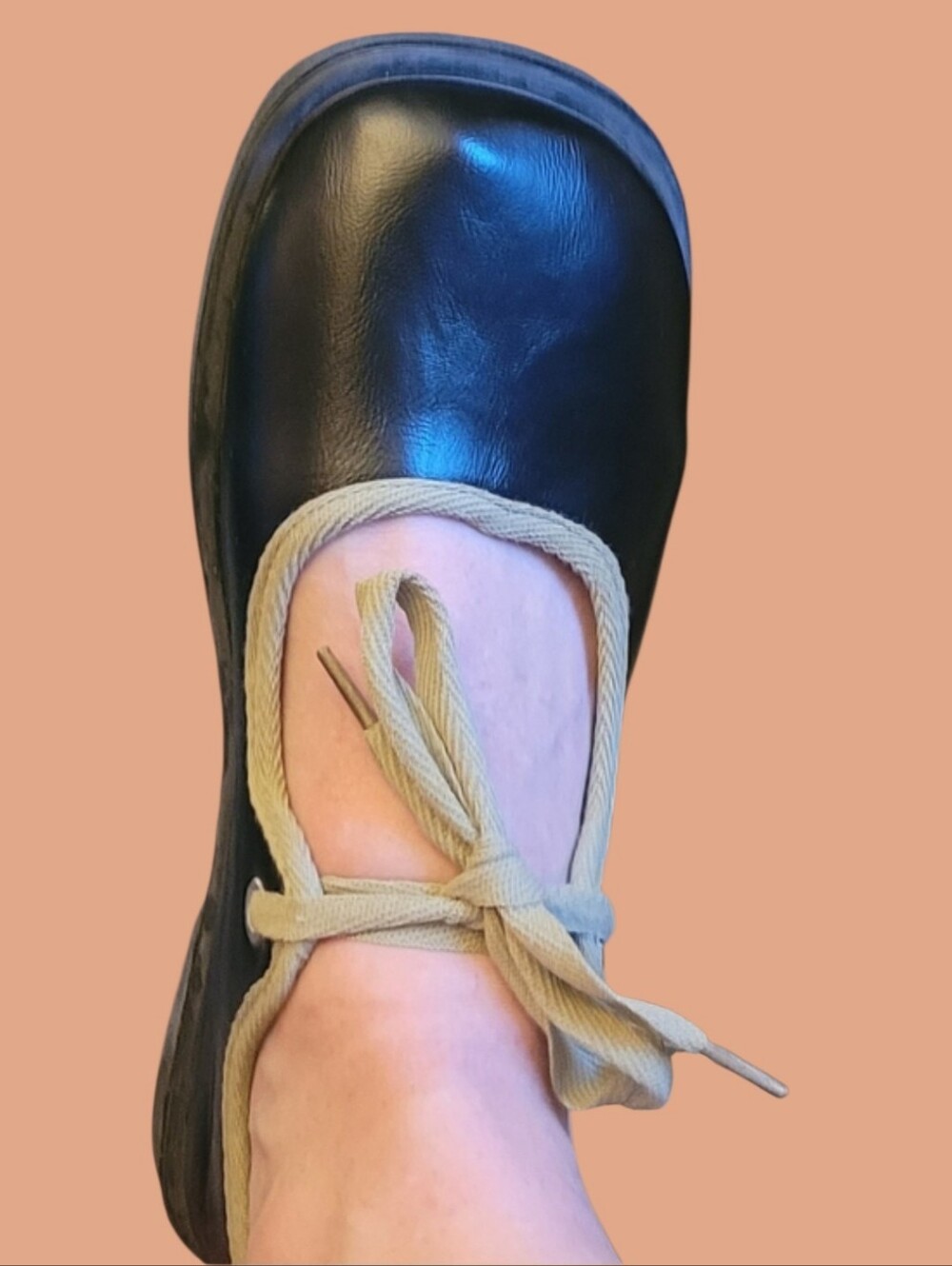 🥳5/$25!🥳 Black Pleather Ballet Flat with Sage Green Ribbon Tie